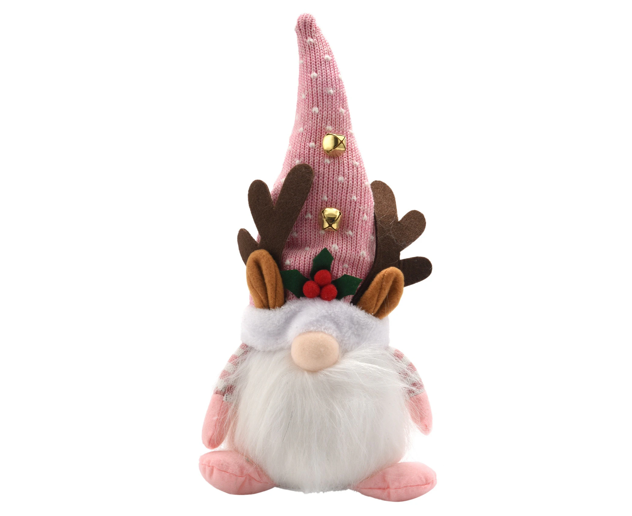 Christmas Gnome Lights, Handmade Lighted Nordic Figurine Plush Toy Christmas Decorations Holiday(Pink)