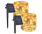 LED Solar Fairy Lights Outdoor Solar Fairy Lights,12M 120LED Copper Wire Fairy Lights, Waterproof 2 Pack Warm