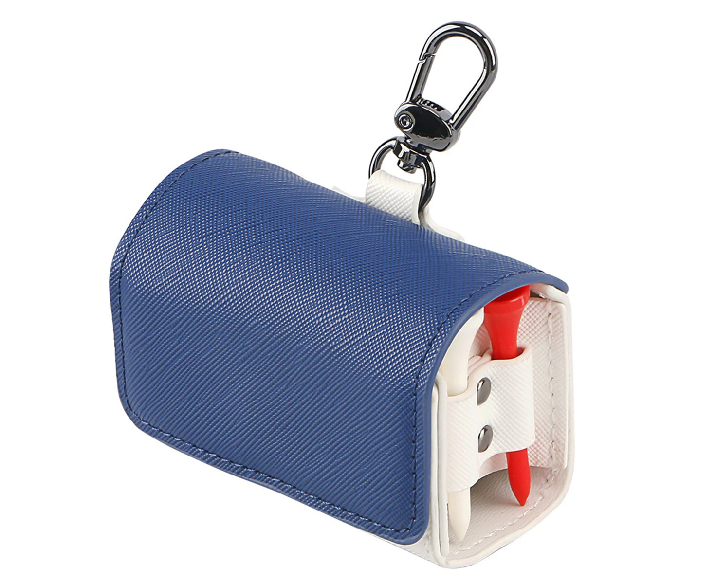 Golf Ball Bag Pouch Color-Blocked Golf Tees Bag Pouch Holder Magnetic Metal Hangings Buckle for 2 Golf Balls Dark Blue