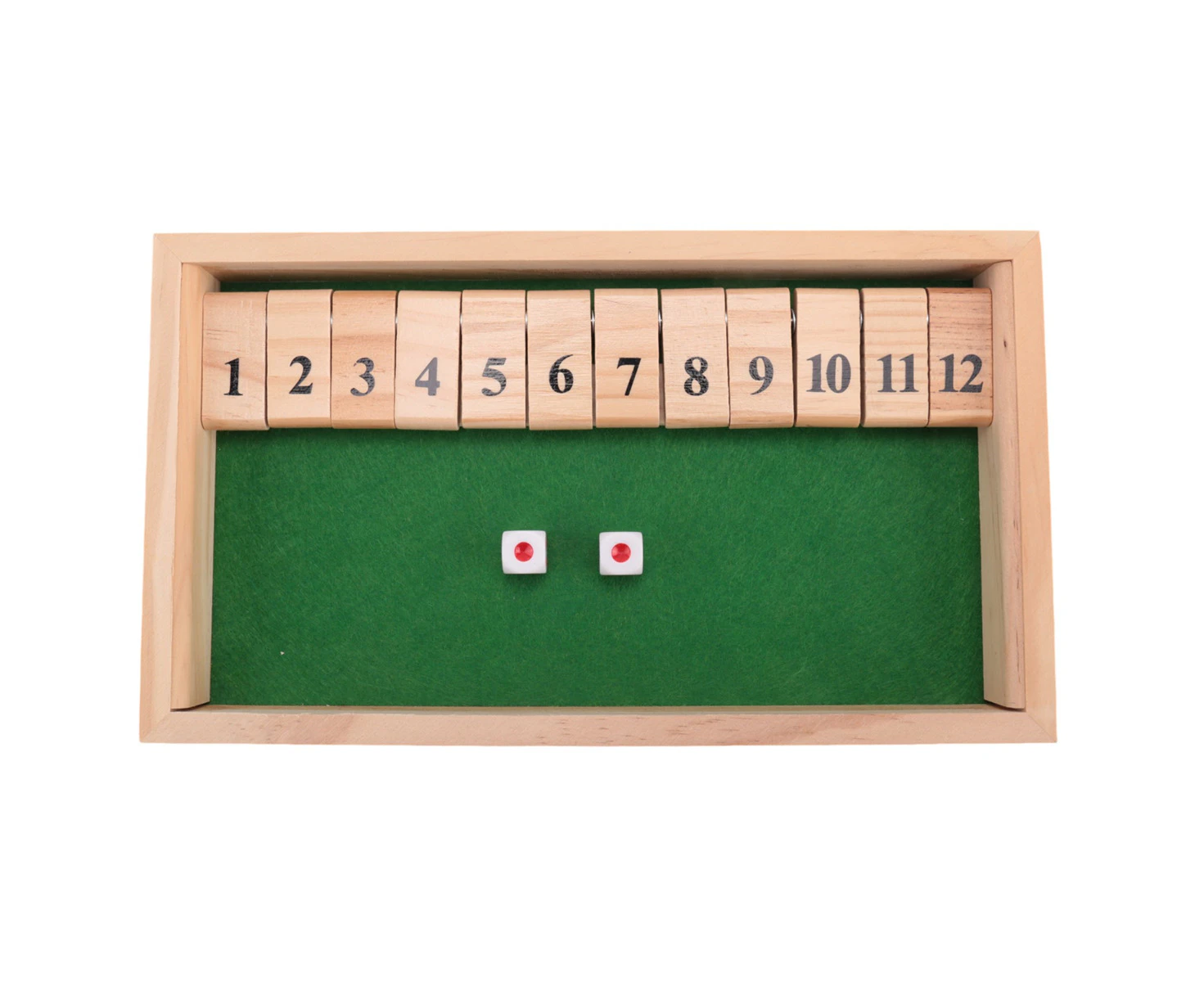 Wooden Shut the Box 12 Dice Game Board ,Wooden Board Game with Dice for the Classroom, Home or Pub