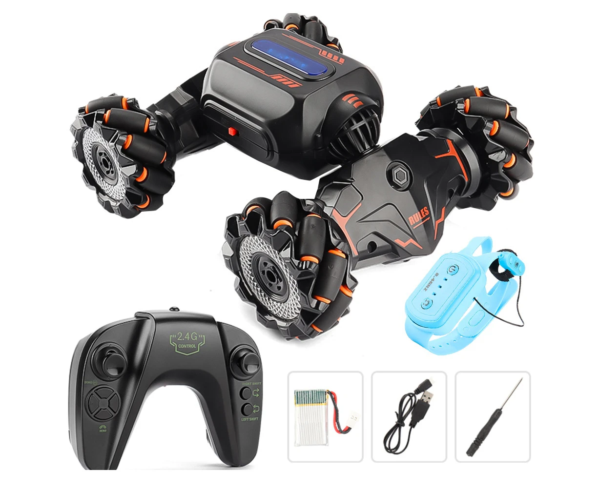 RC Stunt Car Remote Control Watch Gesture Sensor Electric Toy RC Drift Car 2.4GHz 4WD Rotation Toy for Kids-Orange