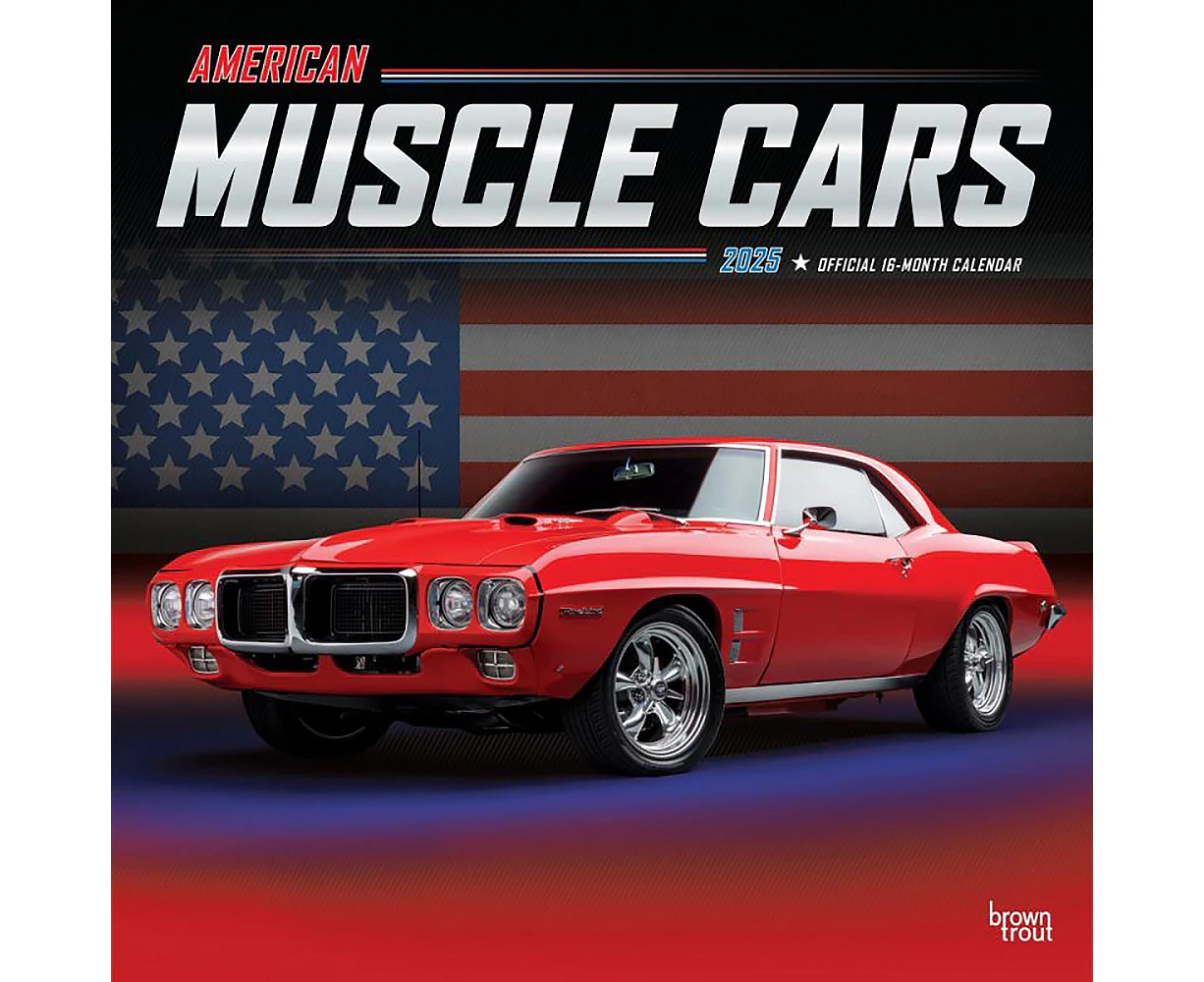 2025 Calendar Official American Muscle Cars 16-Month Square Wall Browntrout BT79640