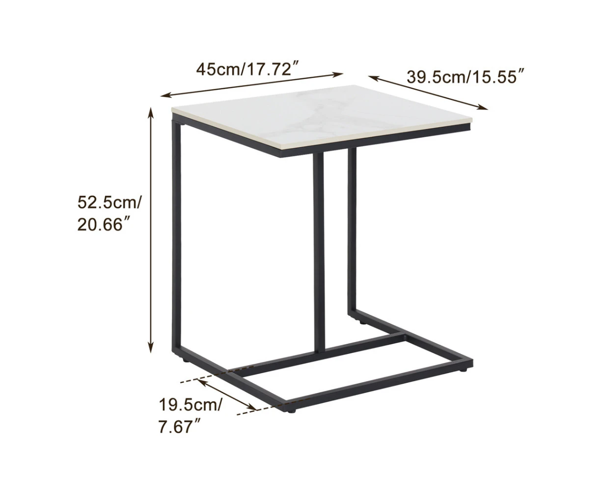 Marble C-Shaped Sofa Side Table - Black