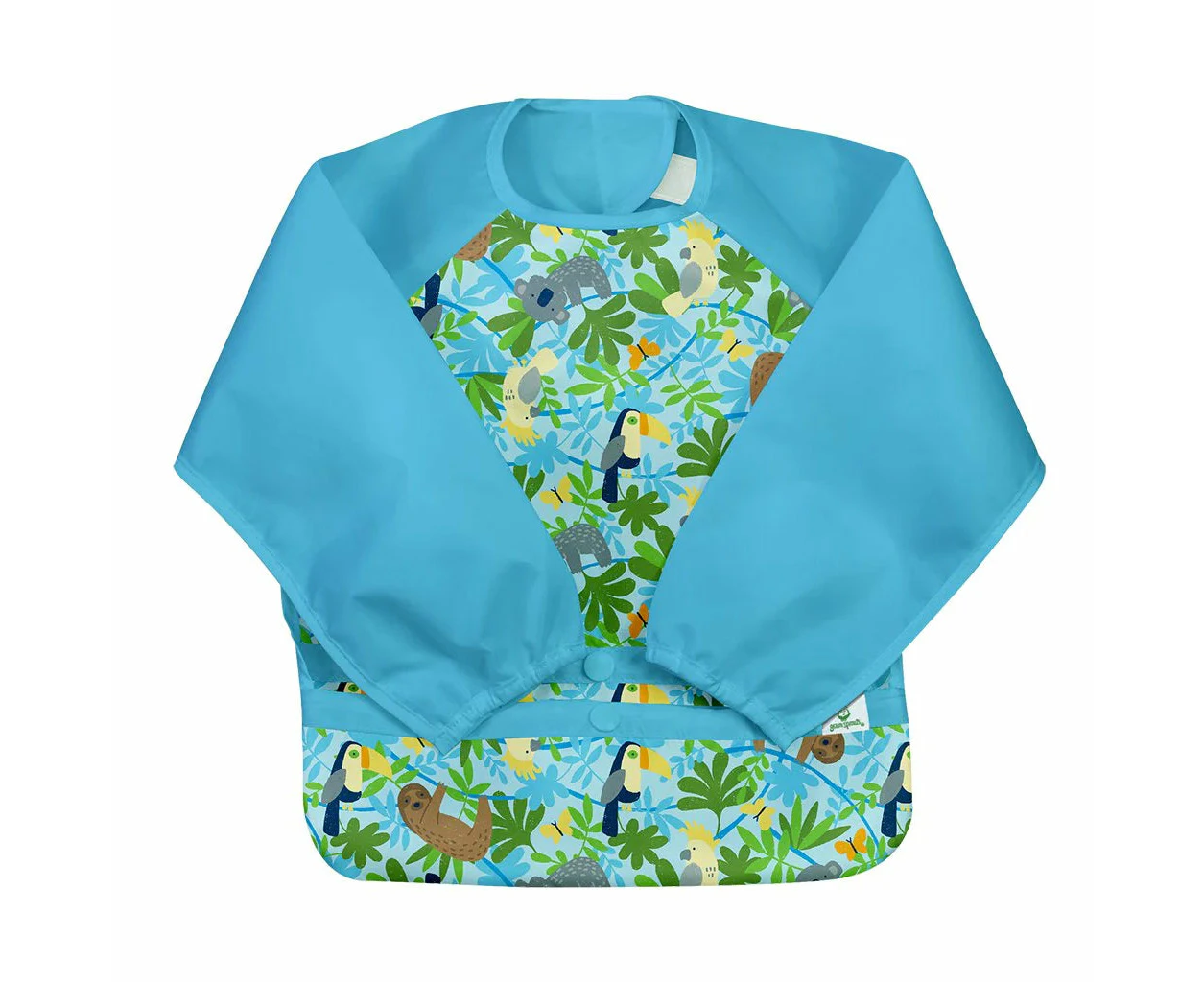 Green Sprouts | Bib Snap & Go Eash-wear Long Sleeve (single) - Aqua Sloth