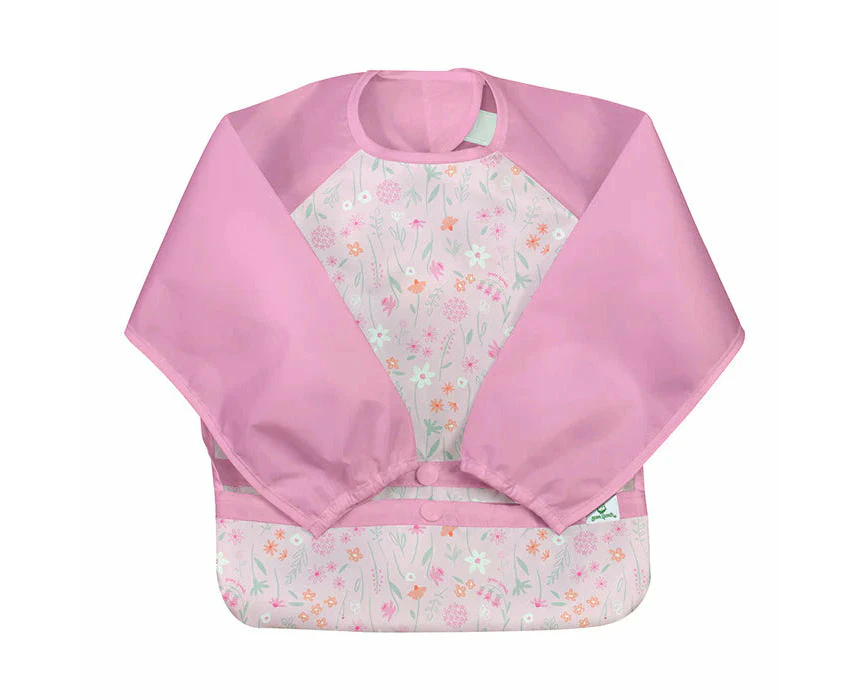 Green Sprouts | Bib Snap & Go Eash-wear Long Sleeve (single) - Pink Wild Flower