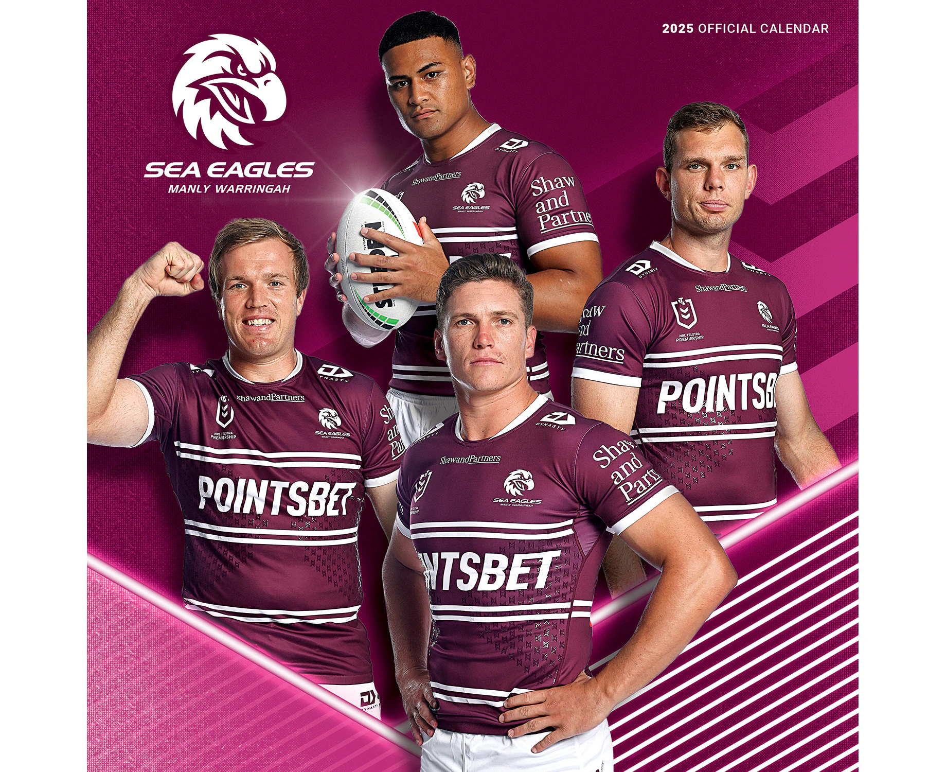 2025 Calendar NRL Manly Waringah Sea Eagles Square Wall Paper Pocket CNRB6