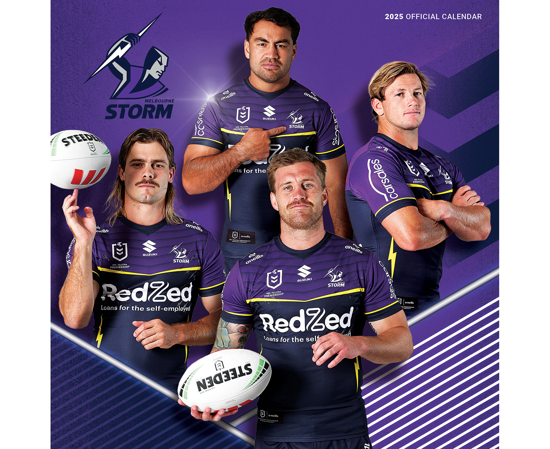 2025 Calendar NRL Melbourne Storm Square Wall Paper Pocket CNRB7