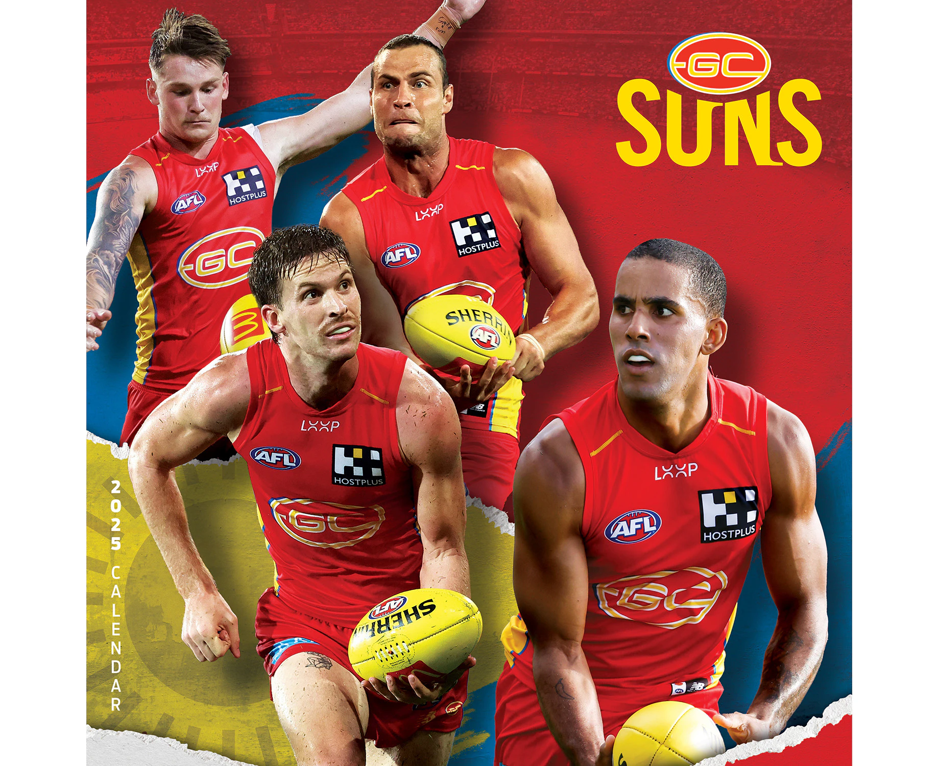 2025 Calendar AFL Gold Coast Suns Square Wall Paper Pocket CAFB5