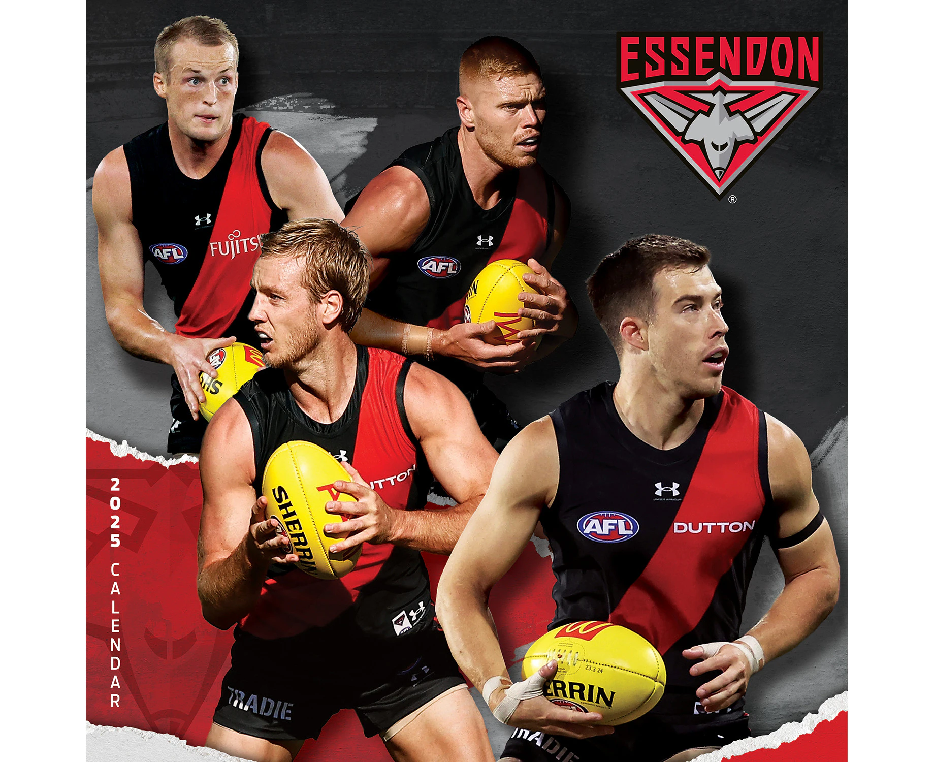 2025 Calendar AFL Essendon Bombers Square Wall Paper Pocket CAFB8