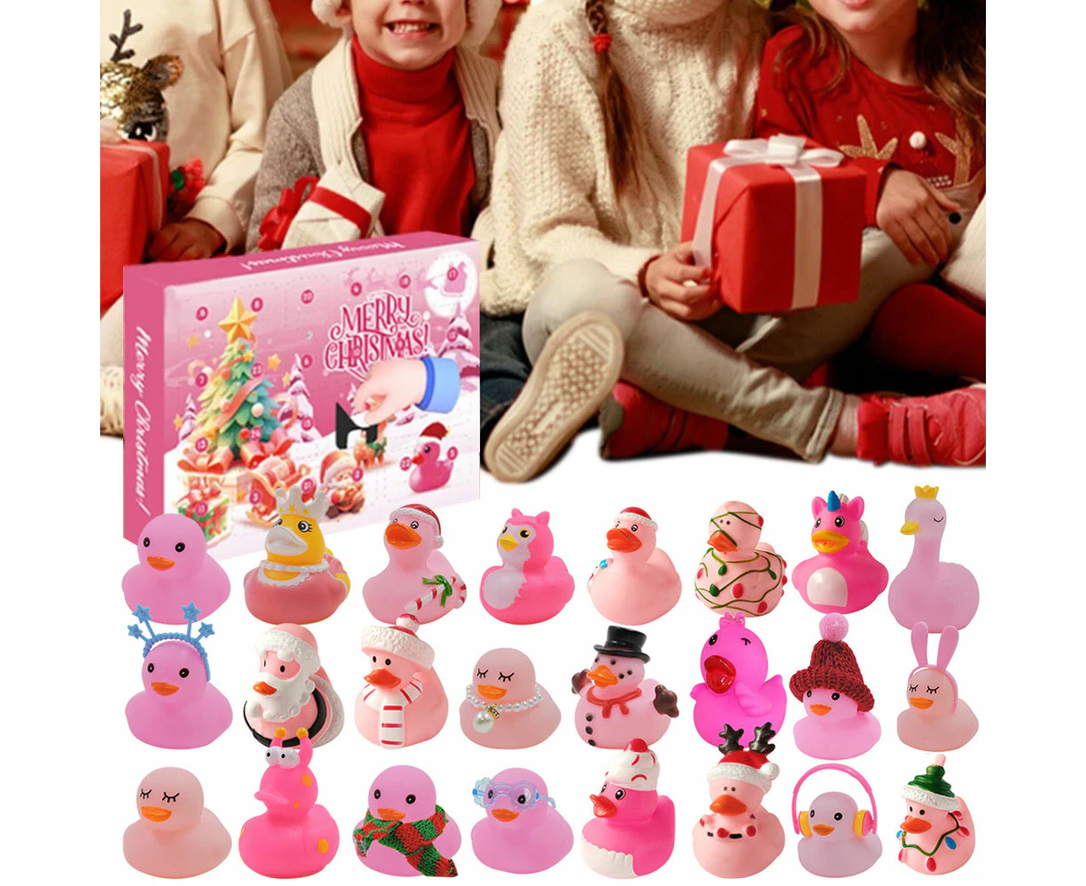 24 Days Advent Calendar Christmas Rubber Ducks Countdown Calendar Blind Box Pink