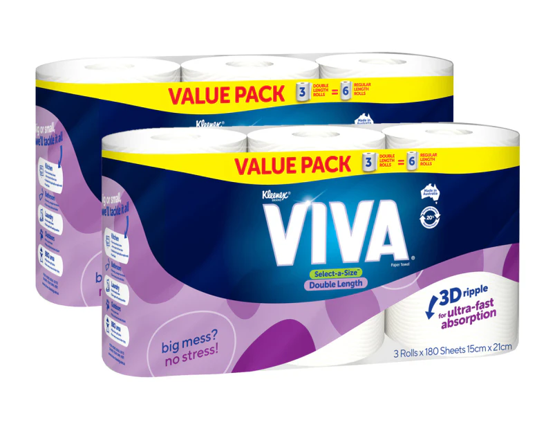 2 x 3pk VIVA Select-A-Size Double Length Paper Towels