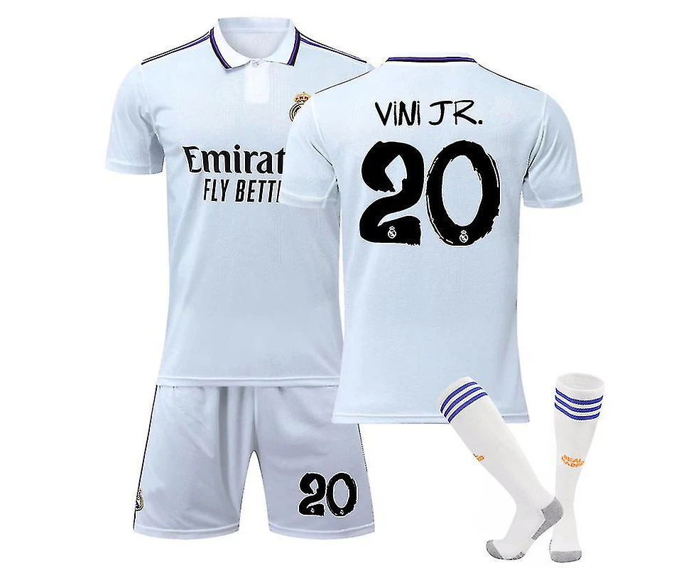 Boys' Sports Fan T-shirts Vinicius Junior #20 Jersey Home 2022-2023 New Season Real Madrid Soccer T-shirts Jersey Set_a