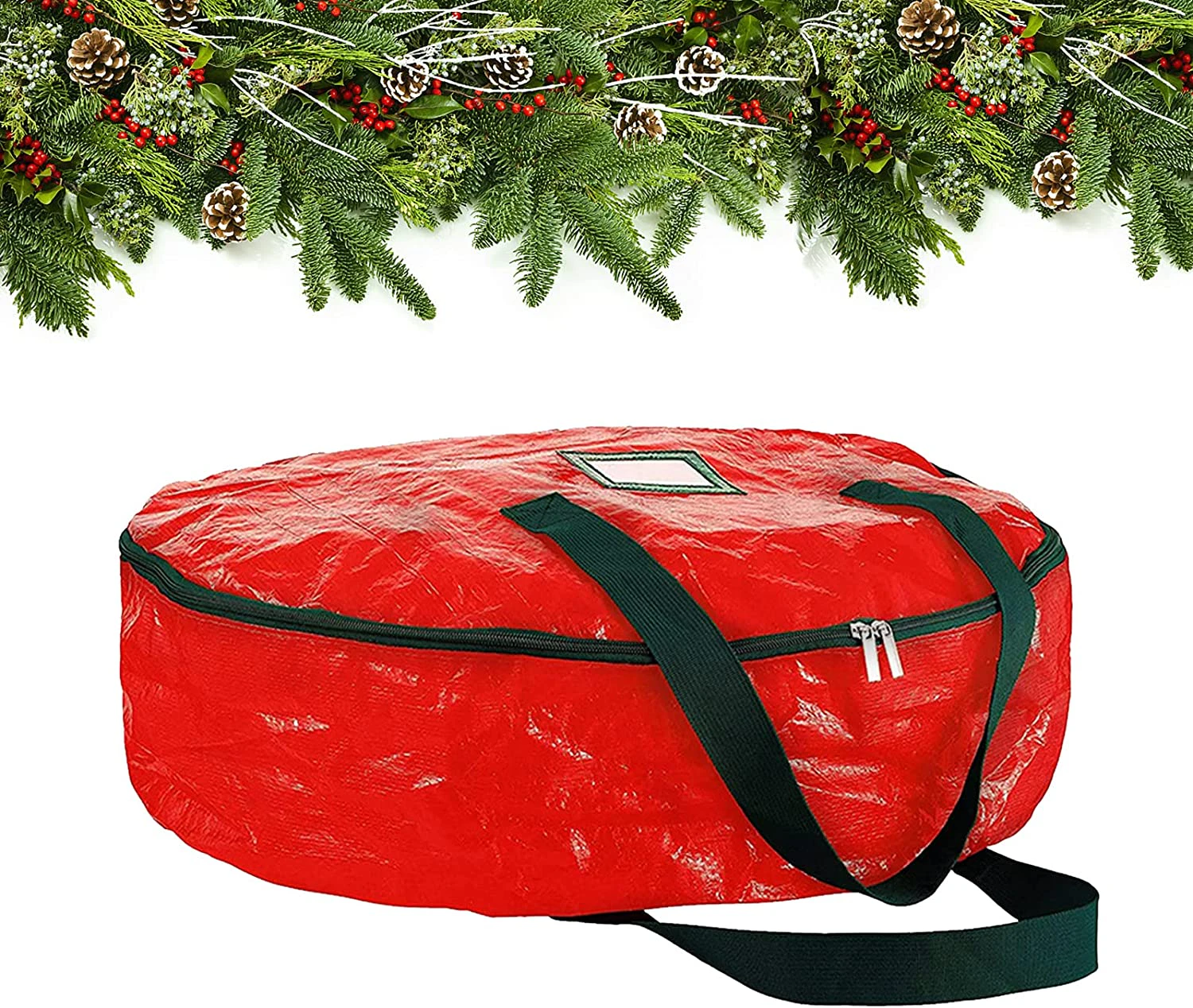 Christmas Tree Storage Bag Artificial Christmas Tree Storage Durable Waterproof Material, Zipper Closure, with Carry Handles, Red for Home