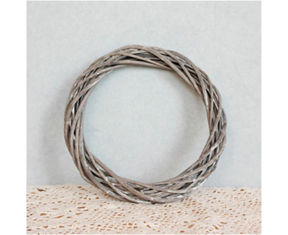 1pc Christmas Rattan Ring Wreath Wicker Vine Garland Hanging Wedding Grey Wreath Home Decor DIY Floral Wedding Wreaths-30cm