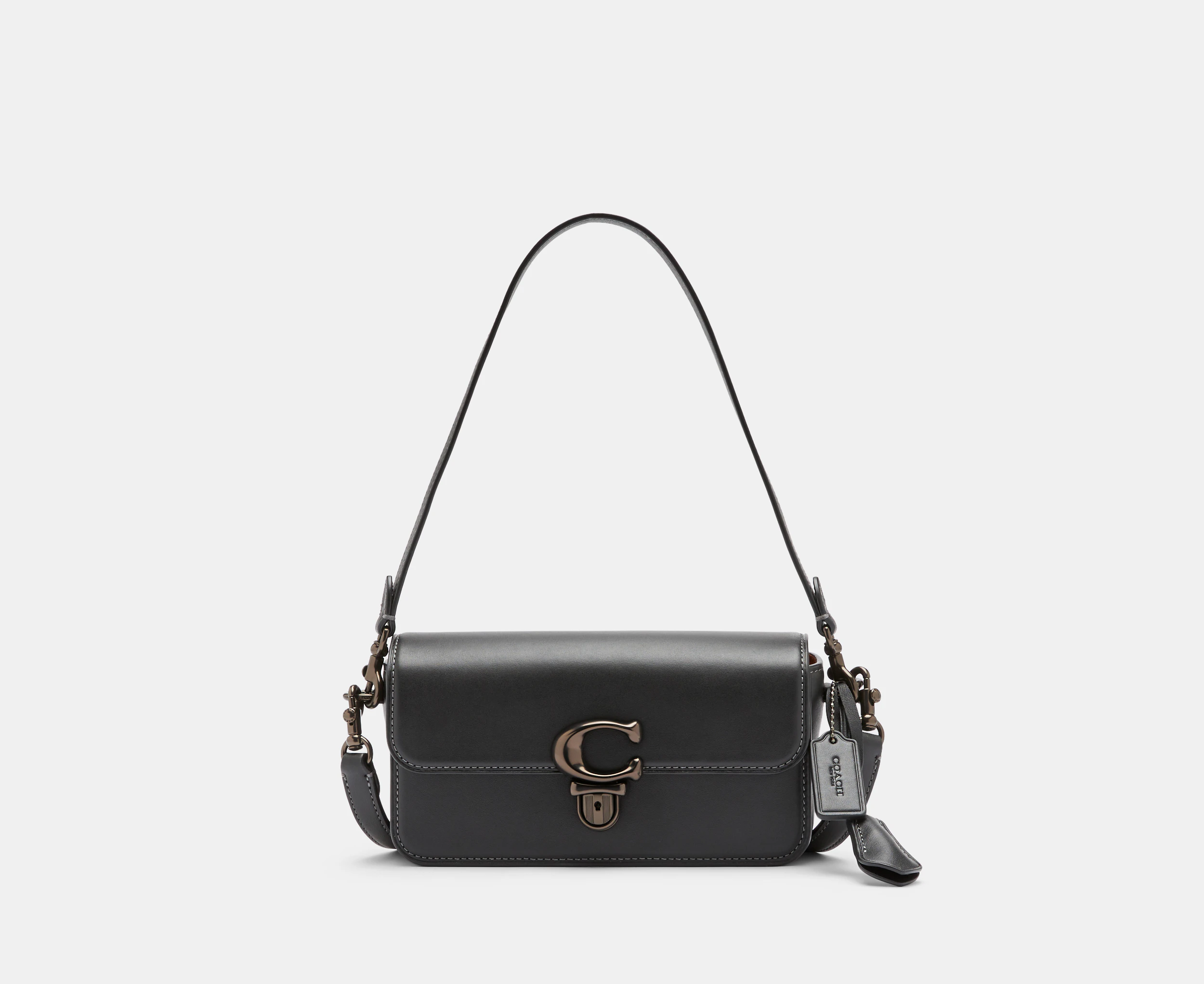 Coach Studio Glove Tanned Leather Mini Baguette Bag - Black