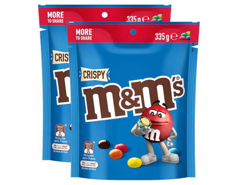 2 x M&Ms Large Snack & Share Bag Crispy 335g