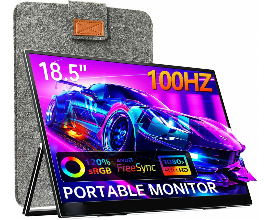 Portable Monitor 18.5 inch 100HZ 120% RGB, 1080P FHD IPS Large Portable Monitor for Laptop