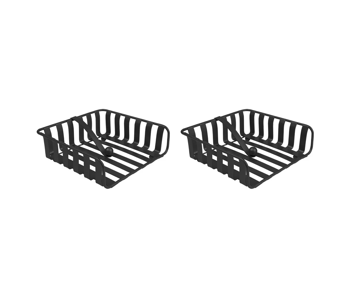 2x Spectrum Steel Striped Weighted Napkin Holder Tissue Storage Organiser Black