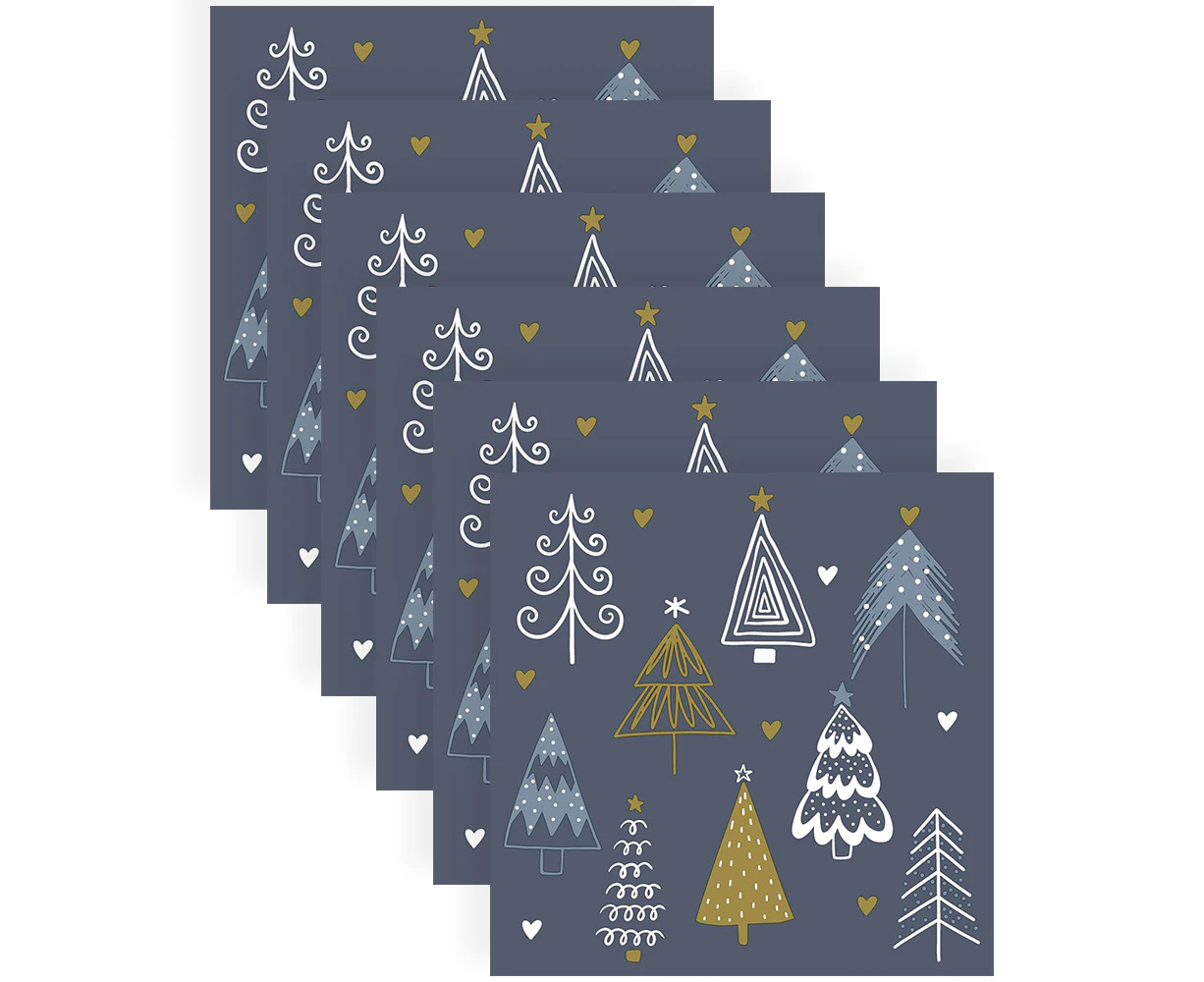 120pc Paper+Design Luncheon 3-Ply Napkin Party Tissue 33x33cm Fun Trees Blue