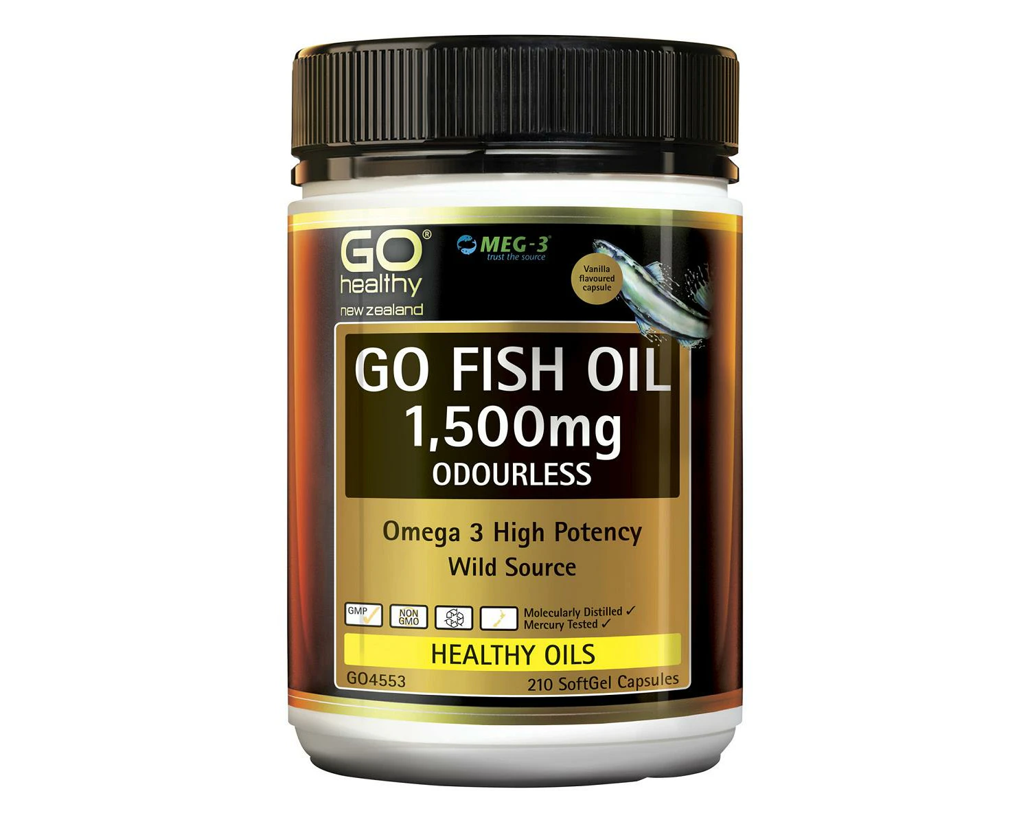 GO Healthy Go Fish Oil 1500mg Odourless 210 Capsules