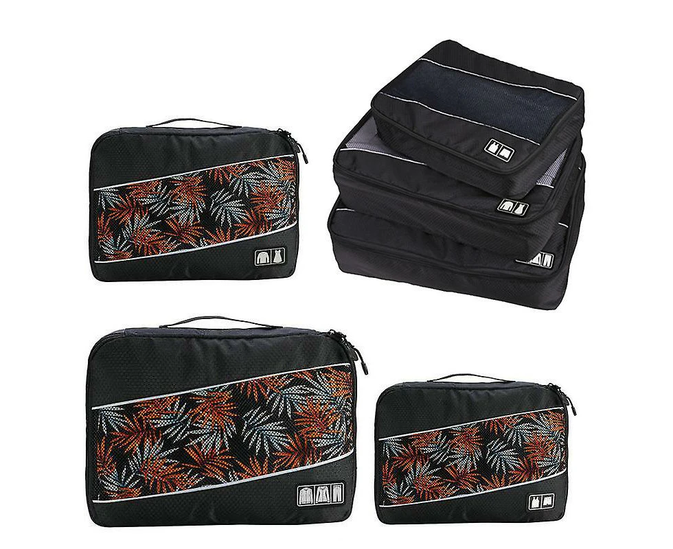 4pcs Travel Portable Packing Cubes Set Compressible Storage Luggage Organizer Shoe Bag Mesh Visual Lightweight Suitcase Bag