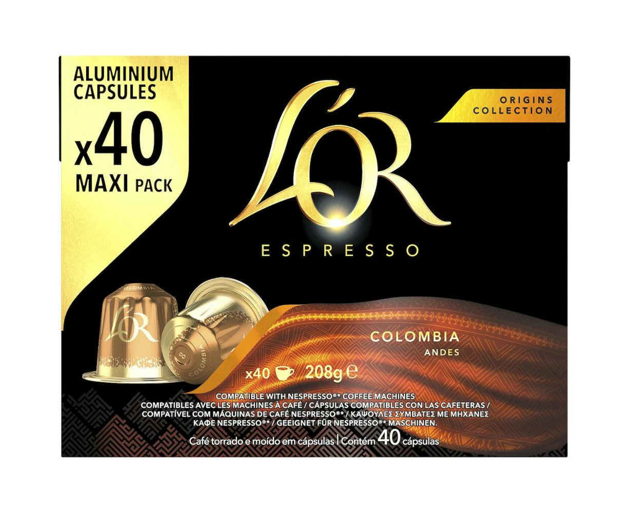 L'or Espresso Colombia Andes Intensity 08 Coffee Capsules 40 Pack