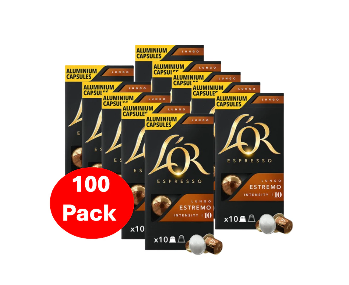 L'or Espresso Lungo Estremo Intensity 10 Coffee Capsules 100 Pack