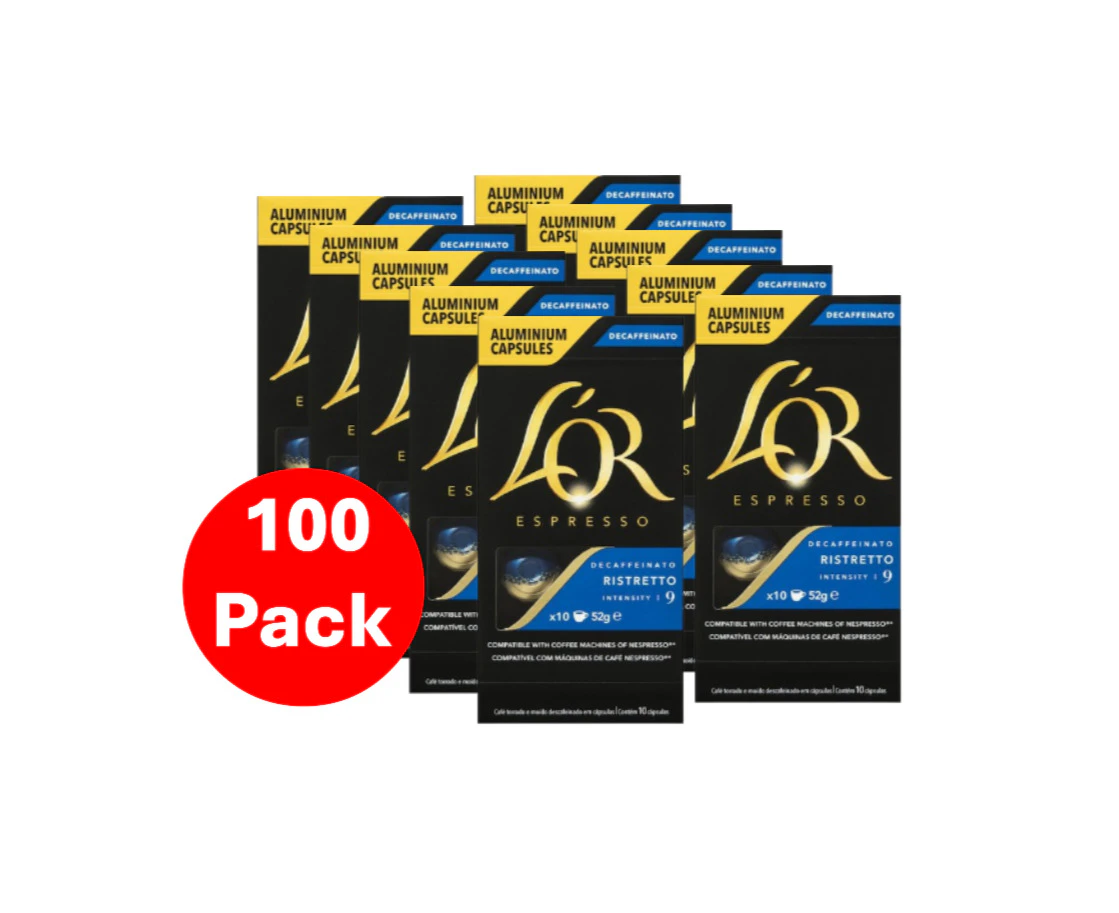 L'or Espresso Decaf Ristretto Intensity 9 Coffee Capsules 100 Pack