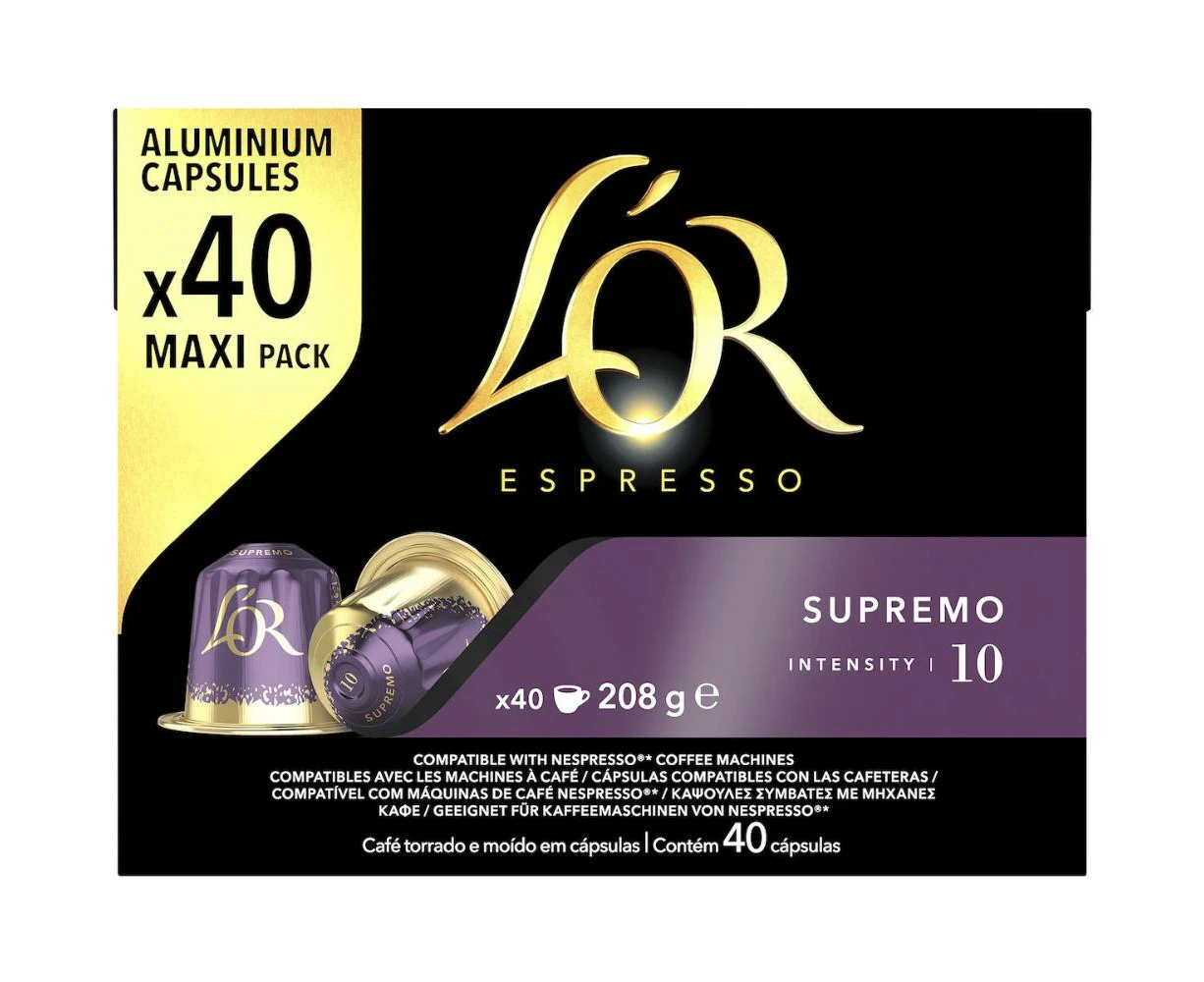 L'or Espresso Supremo Intensity 10 Coffee Capsules 40 Pack