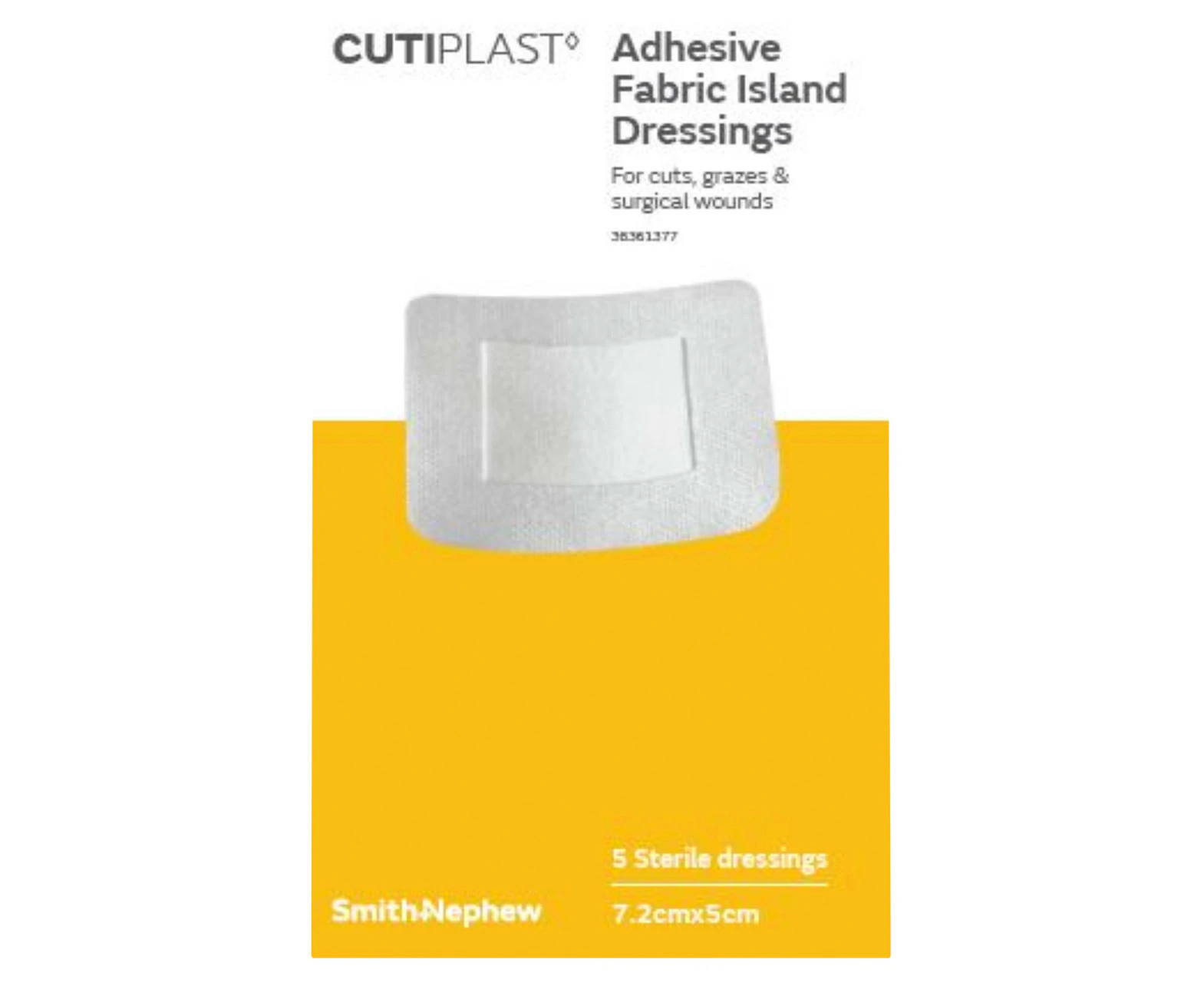 Cutiplast Adhesive Fabric Dressings 5 Sterile Dressings 7.5cm x 5cm