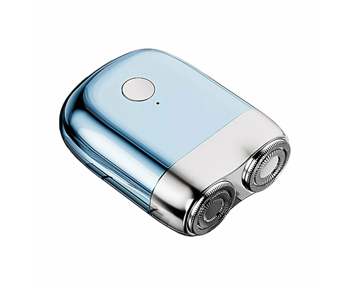 Waterproof Portable Usb Pocket Men Shaver, Double Head Washable Electric Razor Silver