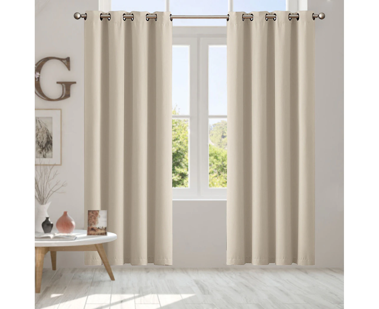 2x Blockout Curtains Panels 3 Layers Eyelet Room Darkening Multi-Size