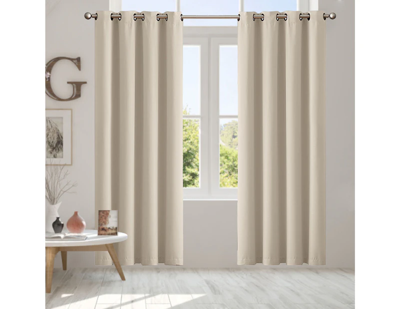 2x Blockout Curtains Panels 3 Layers Eyelet Room Darkening Multi-Size