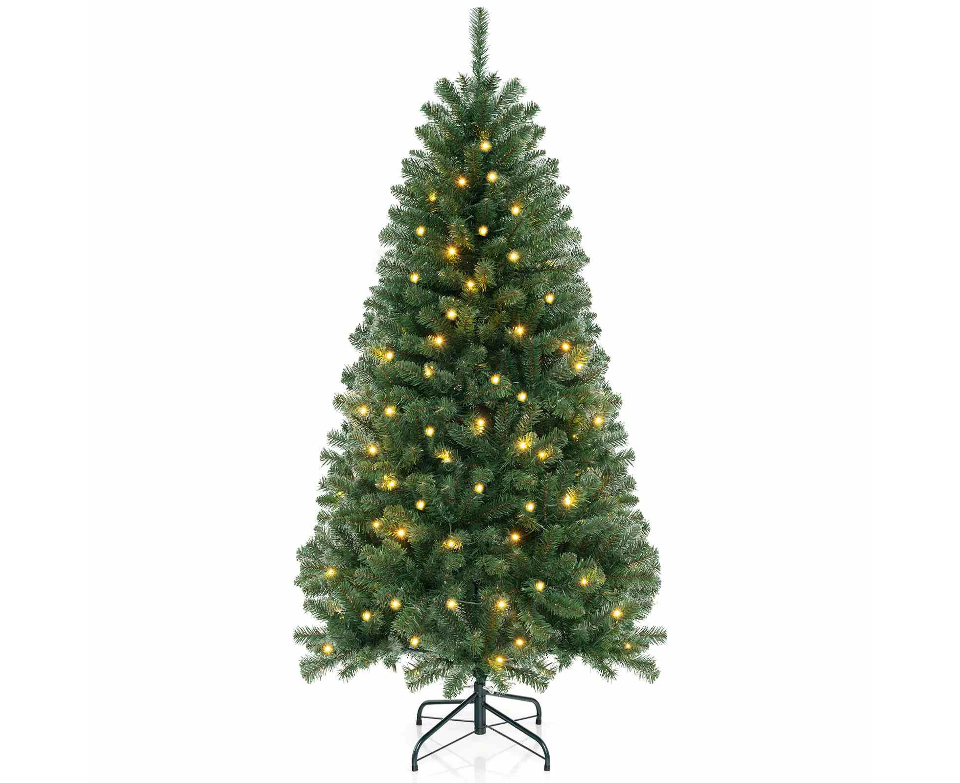 Costway 1.8M PVC Christmas Tree Hinged Decoration Tree Holiday Full Tree Seasonal Decoration w/ 8 Lighting Modes & Gloves Multicolor