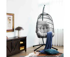 Costway Hanging Swing Chair Rustproof Chair w/Cushion & Headrest Pillow Lounge Chair Grey