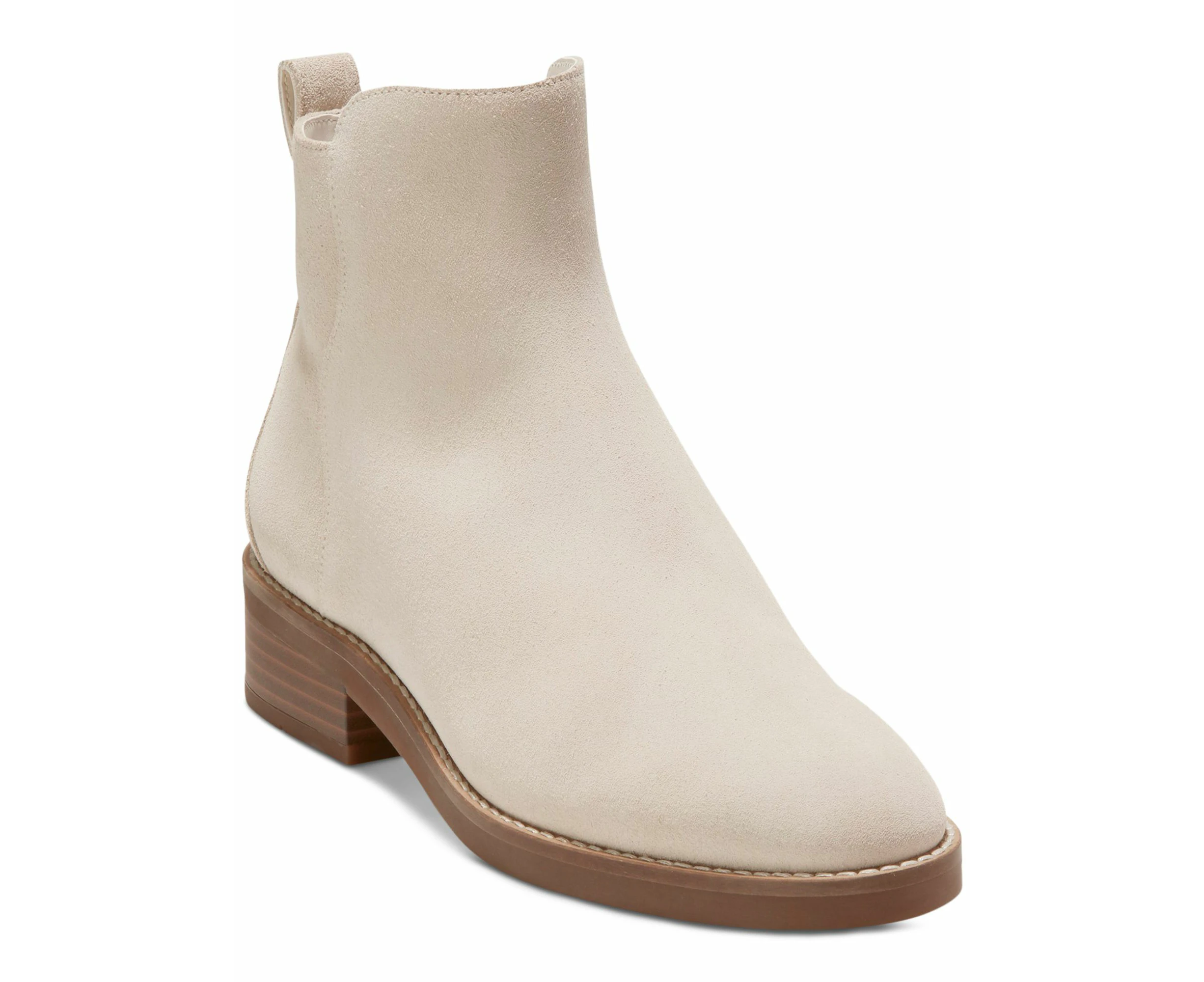 COLE HAAN Womens Beige Waterproof Cushioned River Almond Toe Block Heel Zip-Up Leather Chelsea 5 B