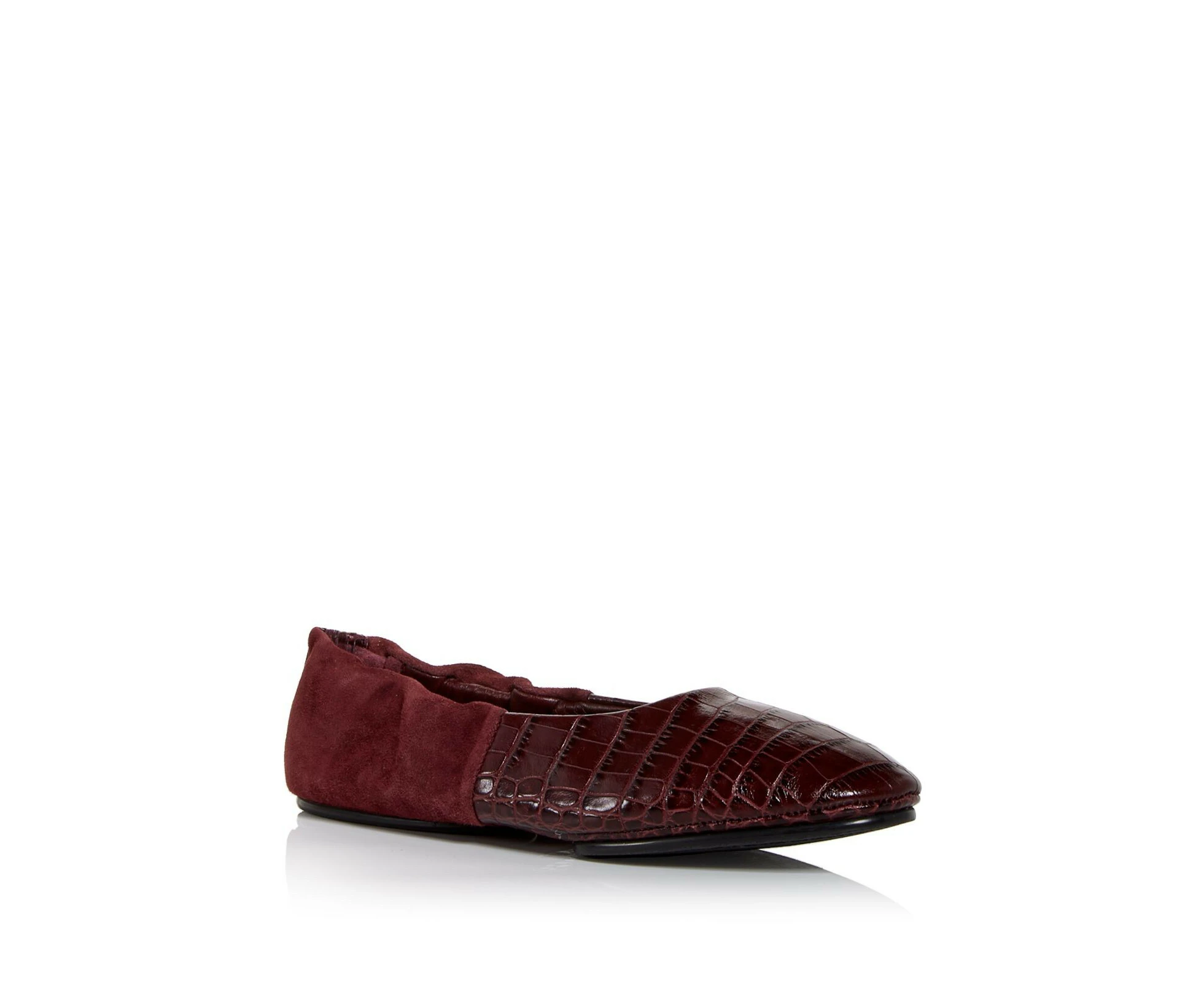 LAFAYETTE 148   YORK Womens Burgundy Croc-Embossed Stretch Comfort Mira Almond Toe Slip On Leather Ballet Flats 36