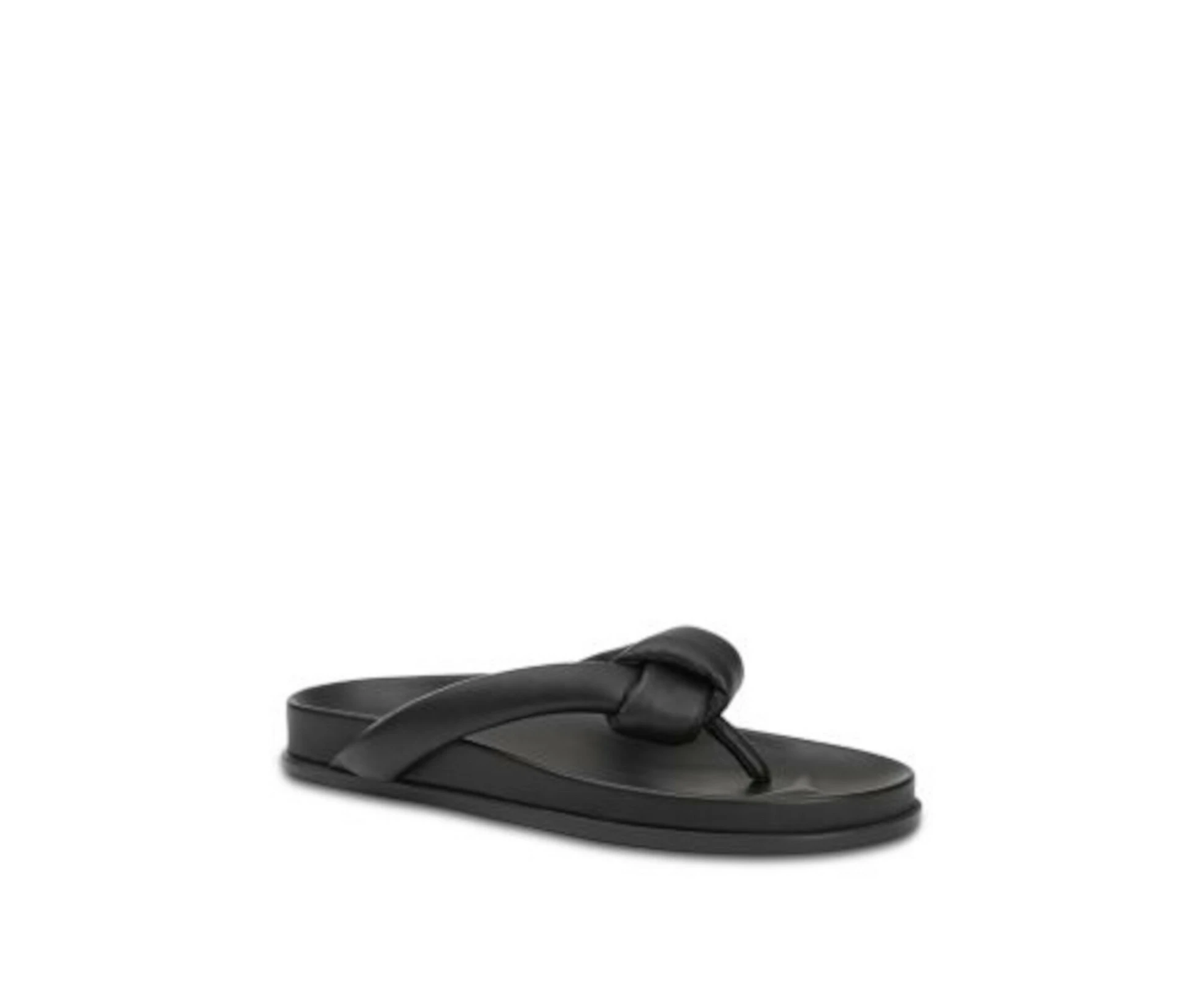 LAFAYETTE 148   YORK Womens Black Knotted Strap Comfort Bristol Almond Toe Slip On Leather Thong Sandals Shoes 38