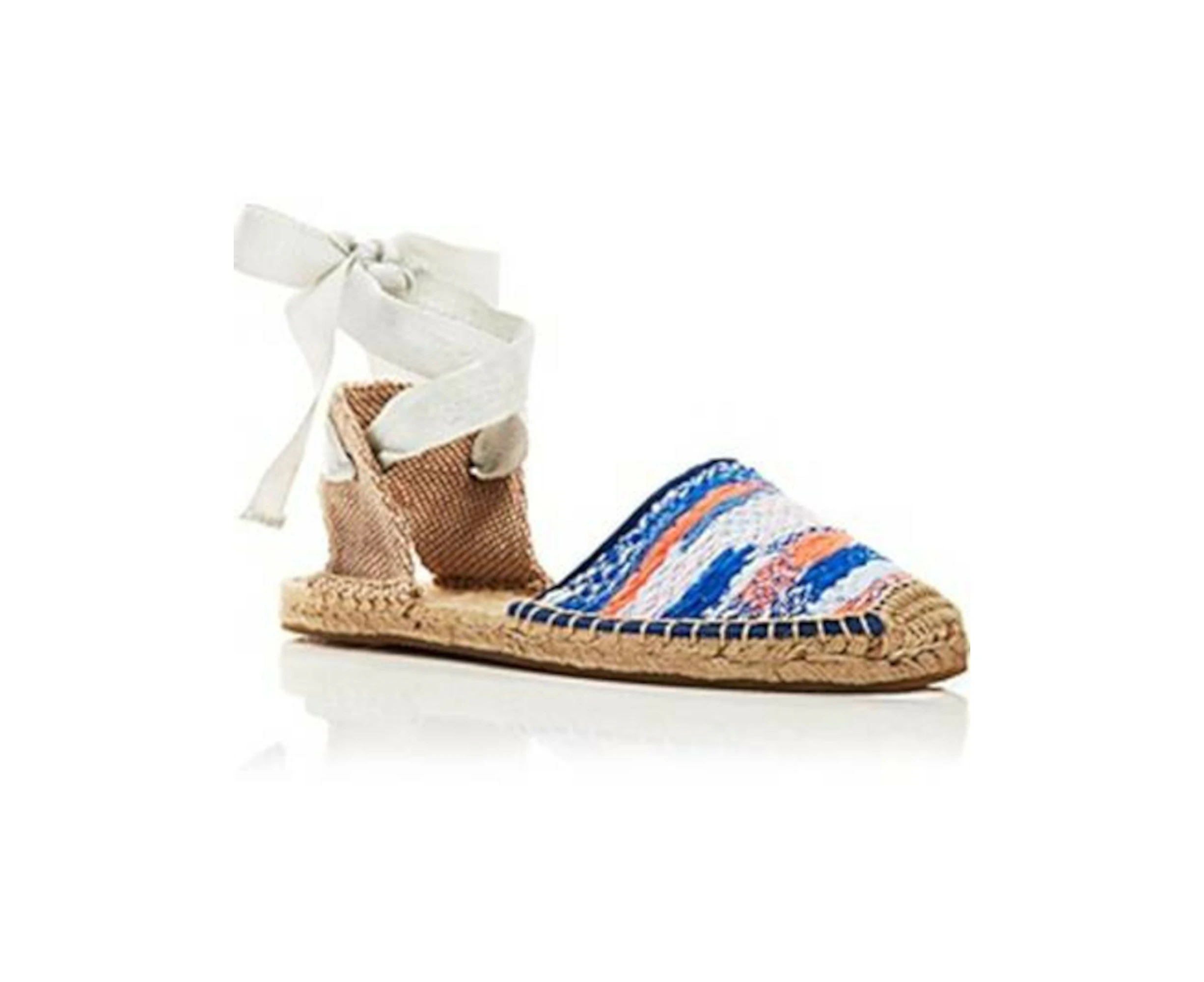 SOLUDOS Womens Blue Multi Comfort Malhia Kent Round Toe Lace-Up Espadrille Shoes 7