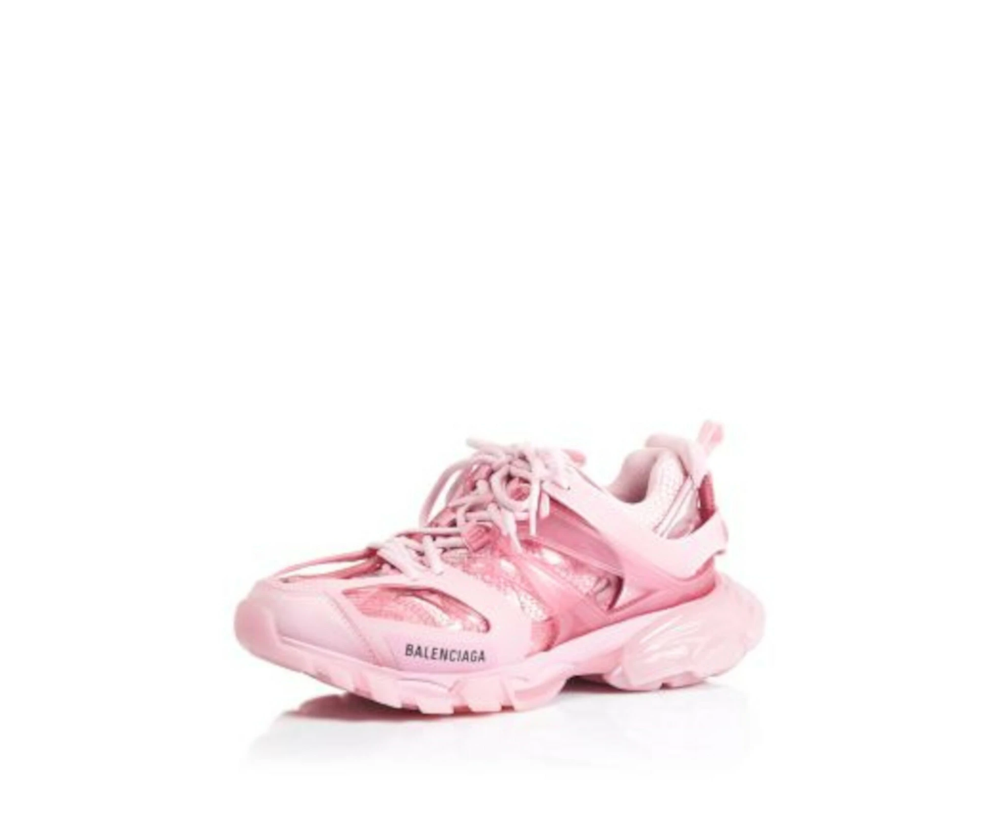 BALENCIAGA Womens Pink Mixed Media Dual Pull-Tabs 1" Platform Track Round Toe Wedge Lace-Up Sneakers Shoes 6