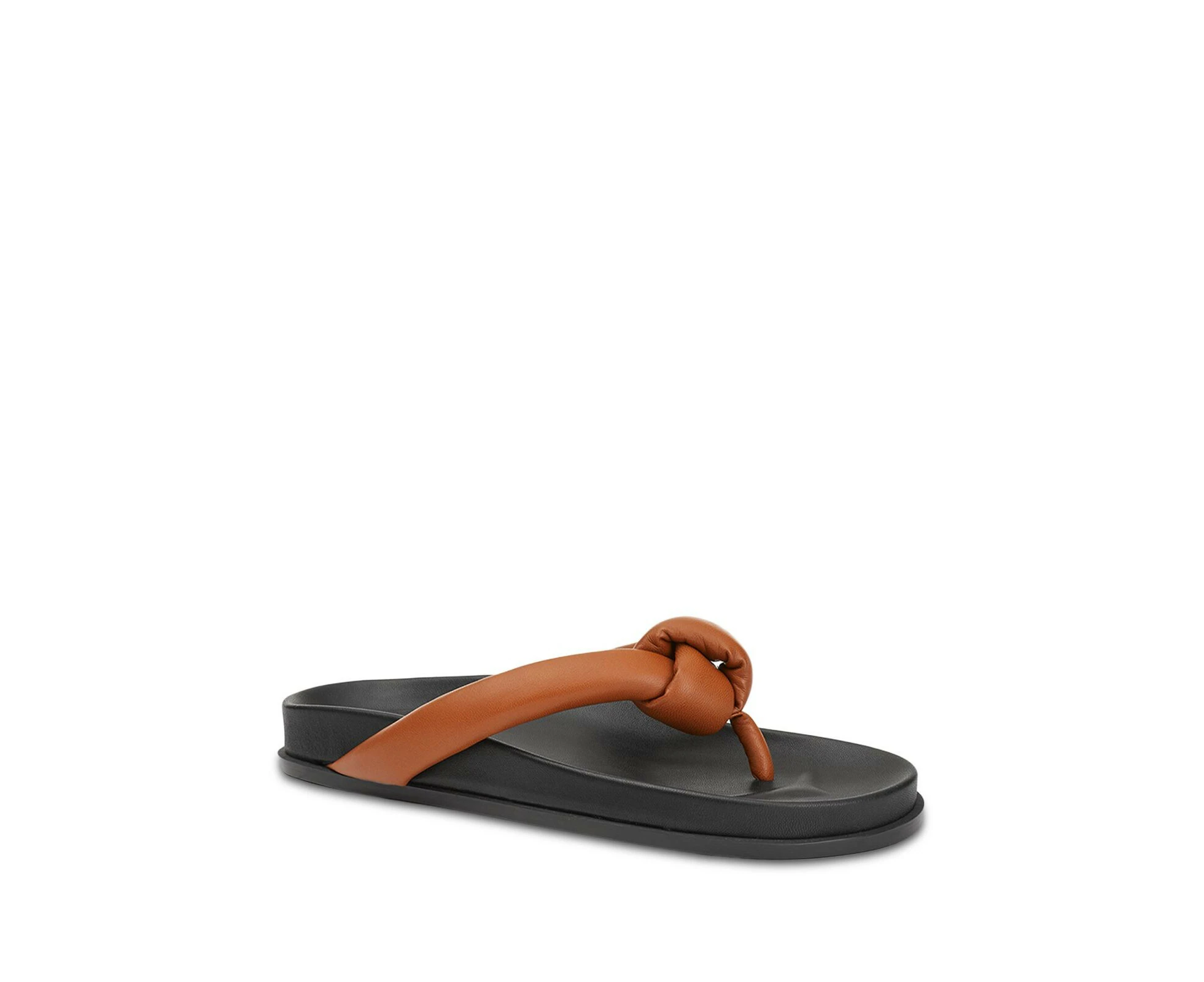 LAFAYETTE 148   YORK Womens Brown Knotted Strap Molded Footbed Comfort Bristol Almond Toe Slip On Leather Thong Sandals Shoes 36.5