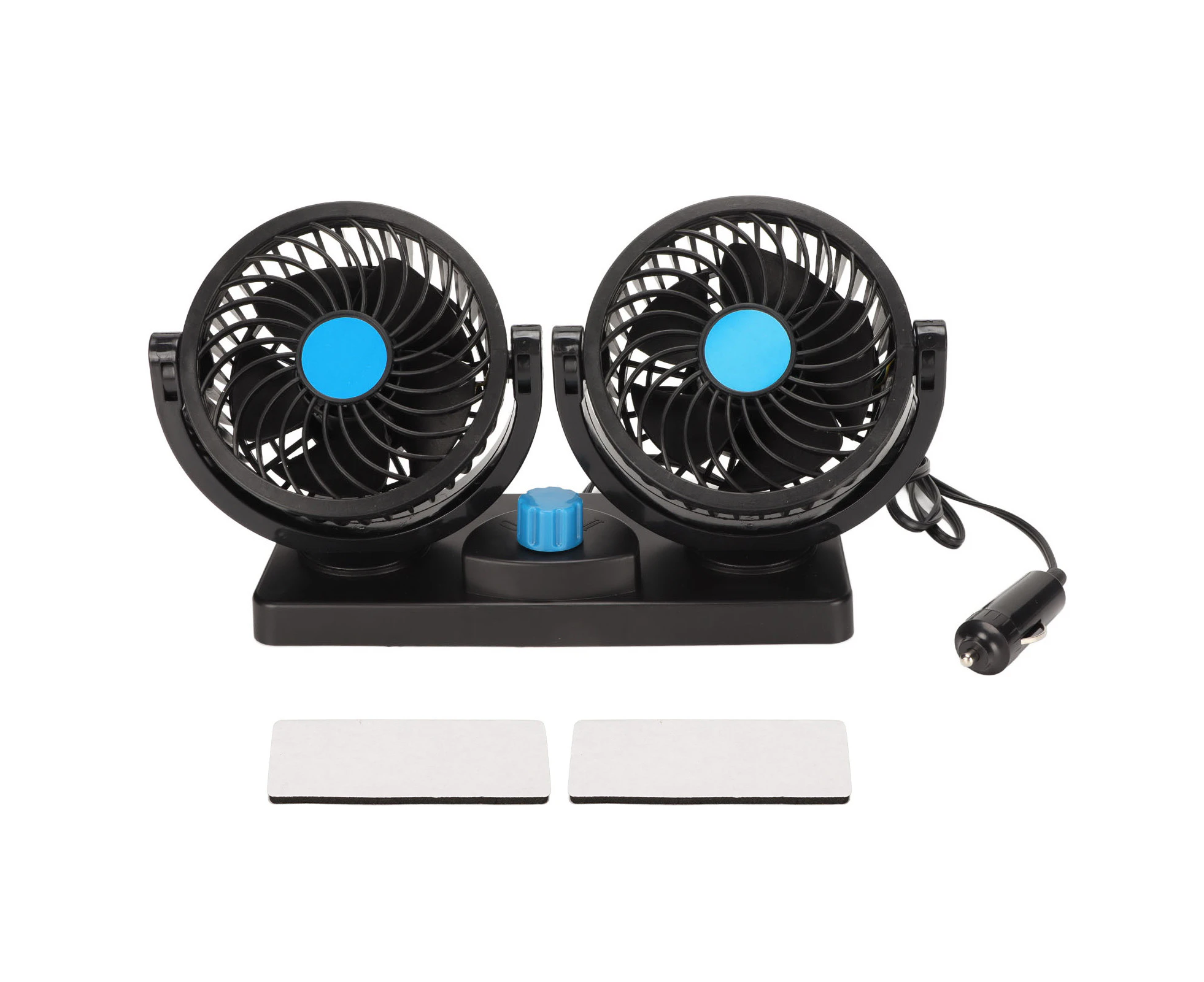 12V Car Cooling Fan Cigarette Lighter Plug Dual Head 360° Rotatable Quiet Cooling Air Fan For Truck Suv Rv Atv Boat