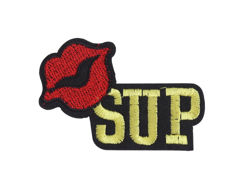 6Pcs Decor Patch Embroidered Cloth Sew On Fabric Shirts/Hats Diy Mending Craft #Red Lip Sup