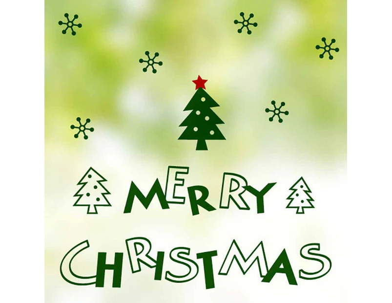 Merry Christmas Wall Sticker For Decoration Window Removable Waterproof Decal(Green)