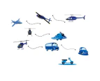 Blue Air Planes Cars Bike Bus Removable Wall Sticker Decal For Boy And Kids Room Decor