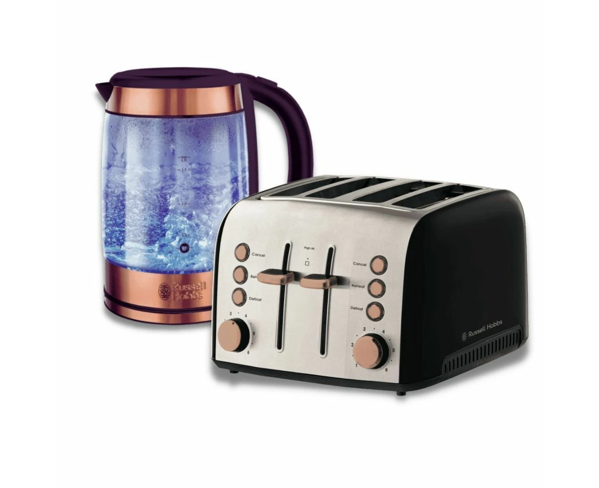 Russell Hobbs Brooklyn 4-Slice Toaster and 1.7L Glass Kettle Set