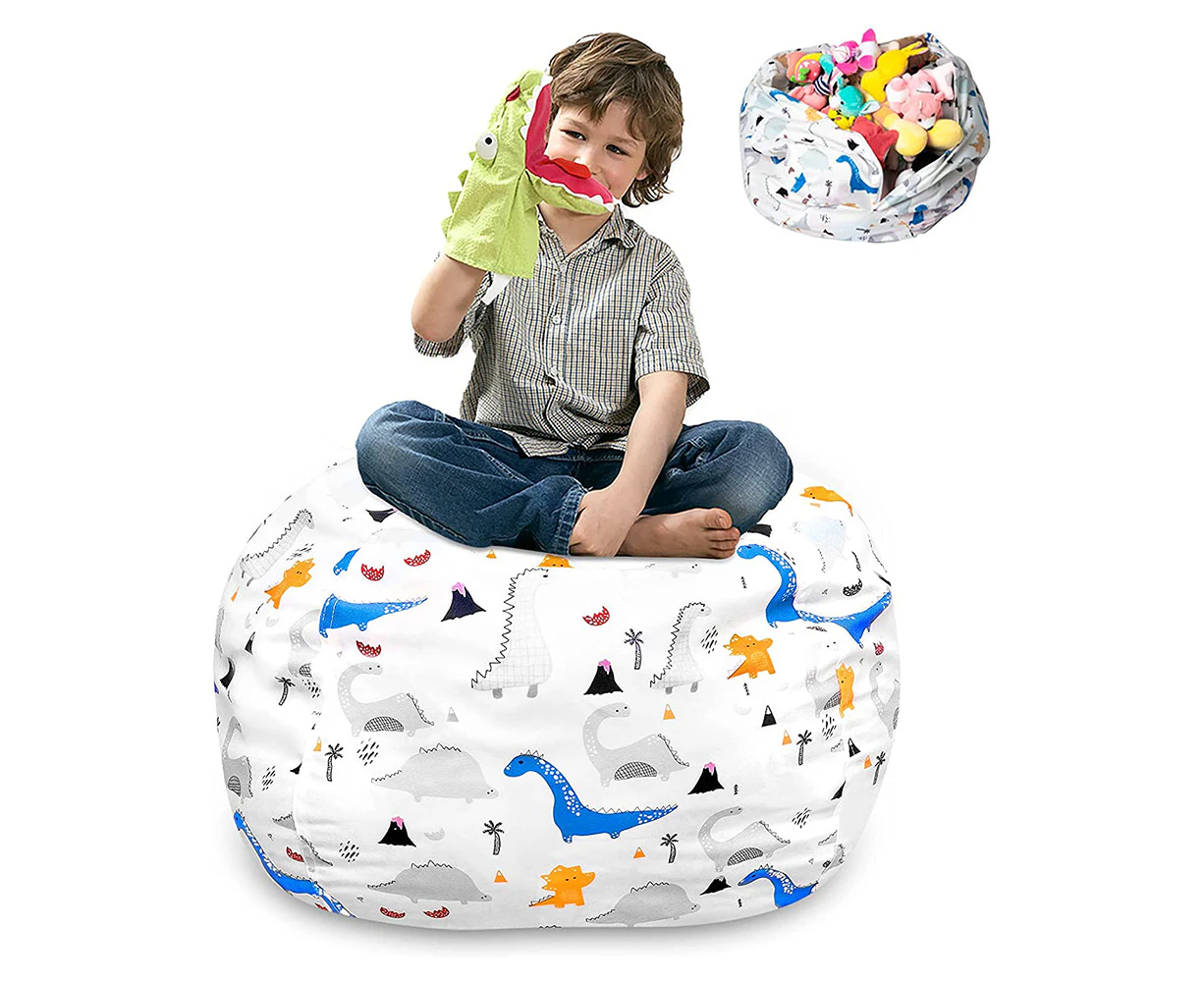 Kids Stuffed Animal Storage Bean Bag with Carrying Handle Sturdy Cotton Bean Bag Cover Perfect for Toys and Clothes Kids Gift (32'')