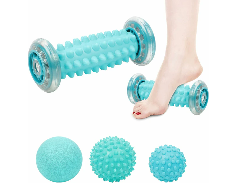 Foot Massager Roller & Massage Ball Therapy Set, Massage Tool for Muscle Pain Relief from Plantar Fasciitis for Trigger Point Release (Pack of 4)