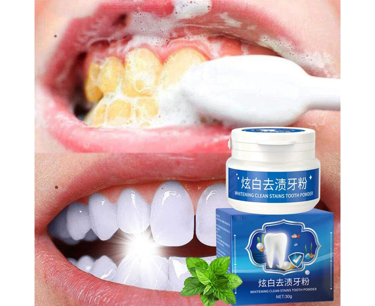 30g Teeth Whitening Powder Teeth Brightening Powder for Removing Stain Caused by Coffee Wine Smoking Whitening Yellow Teeth Keeping Oral Fresh