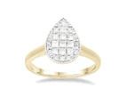 Bevilles Pear Ring with 1/2ct of Diamonds in 9ct Yellow Gold